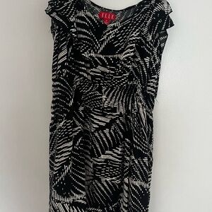 Elle Black and White Asymmetrical Sheath Dress